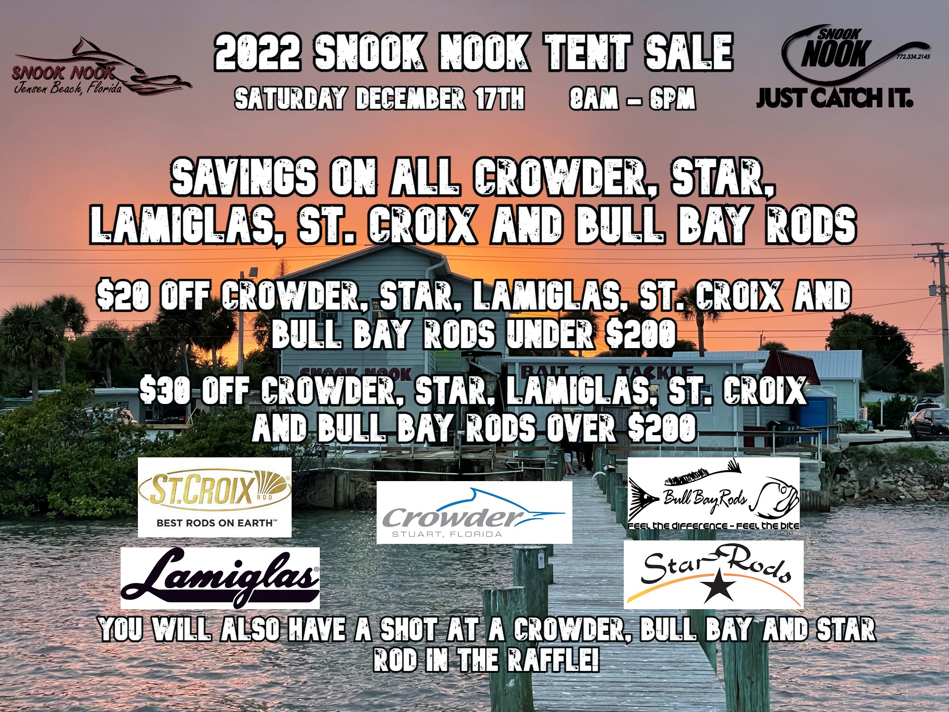 Crowder, Star, St. Croix, Lamiglas and Bull Bay Rods Tent Sale Promotion -  Snook Nook Bait & Tackle