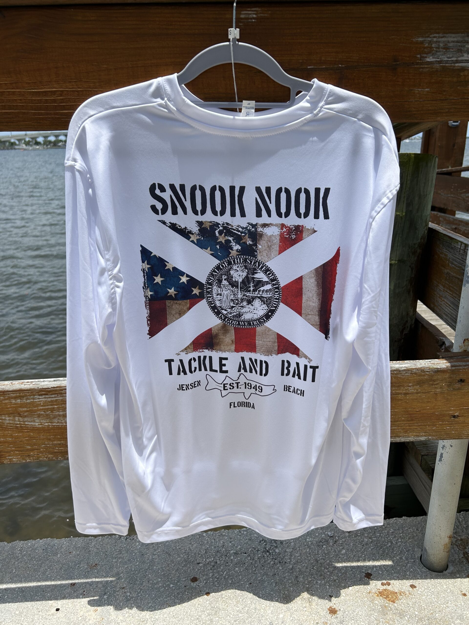 Snook Nook American Flag Long Sleeve Performance Shirt