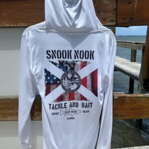 Snook Nook American Flag Performance Long Sleeve Hooded Shirt